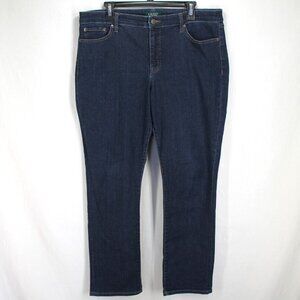 Lauren Ralph Lauren Classic Straight Jeans Womens Sz 14 Dark Wash Blue Denim